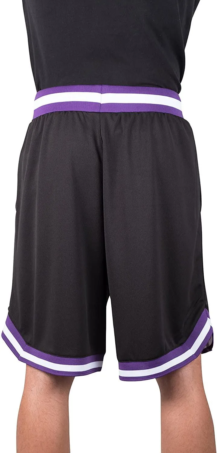 Ultra Game NBA Official Men’s Active Knit Basketball Training Shorts - Unisex, Sacramento Kings, Black|Sacramento Kings