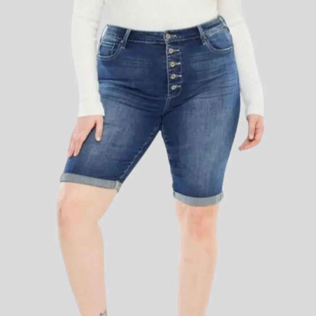 Whiskered skinny denim shorts