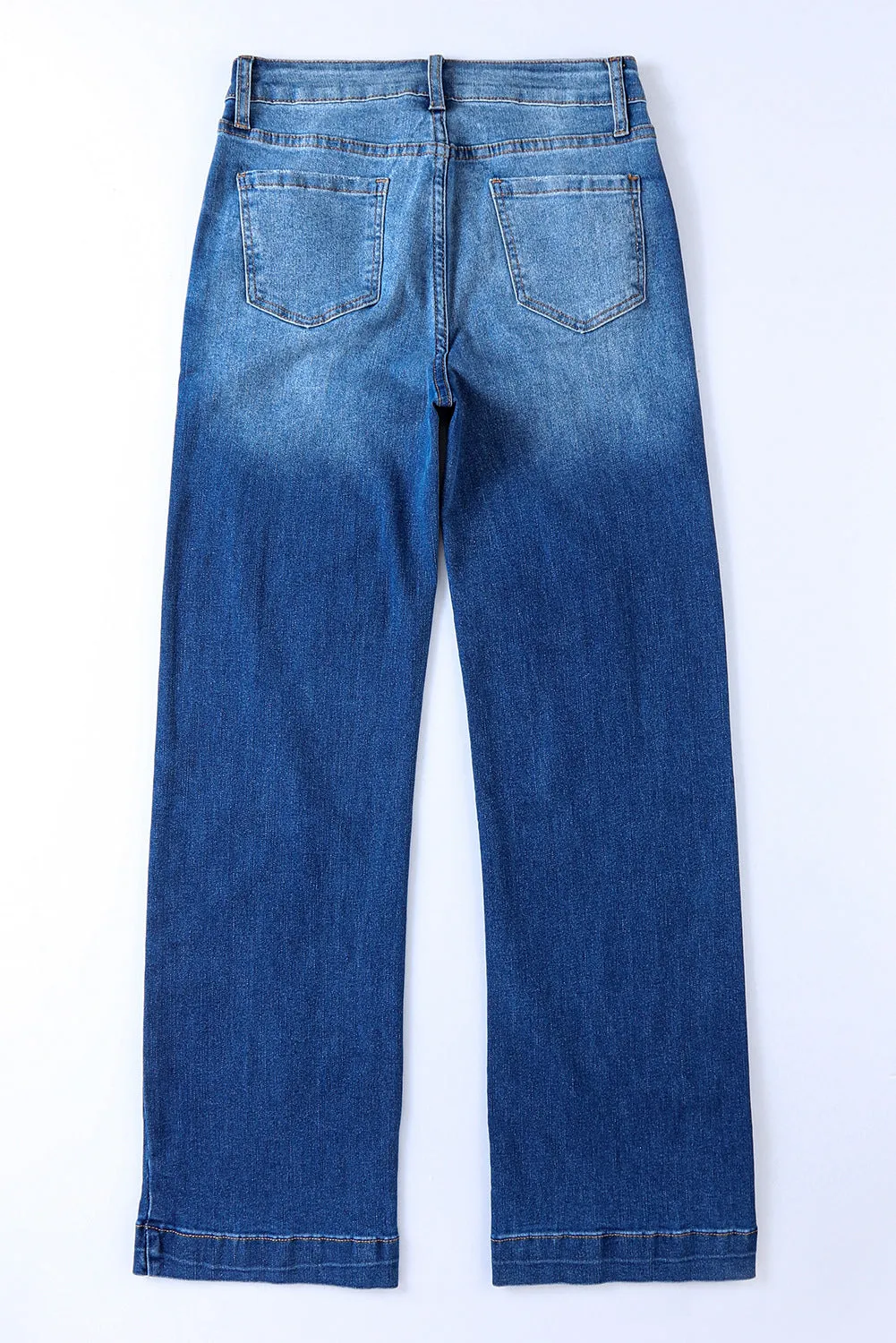 Womens Casual Flare Jeans High Waisted Wide Leg Denim Pants