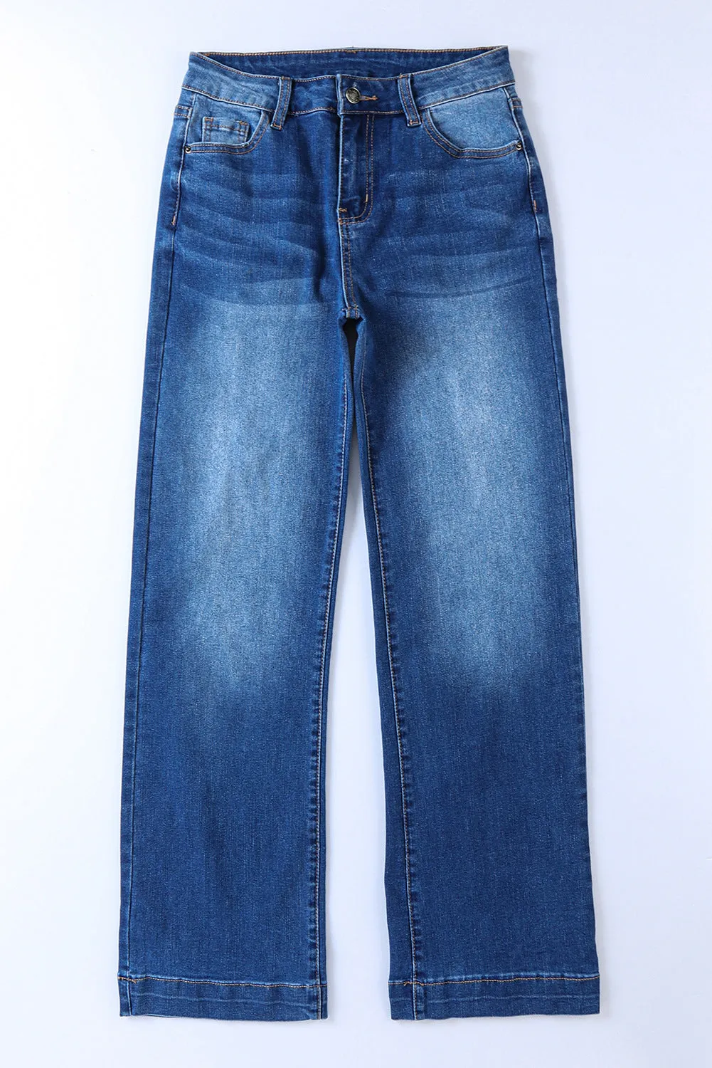 Womens Casual Flare Jeans High Waisted Wide Leg Denim Pants